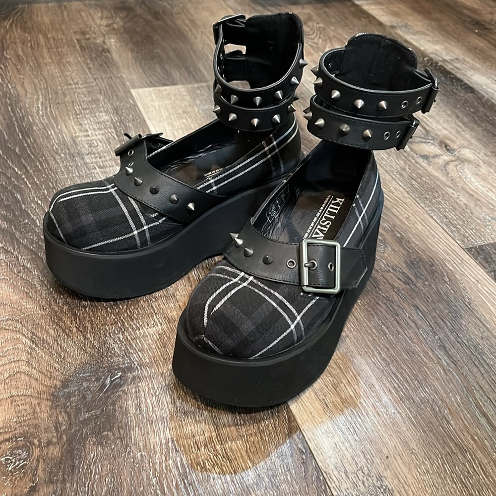 Killstar Bloody Mary Ash Tartan platform shoes - Picture 3 of 12